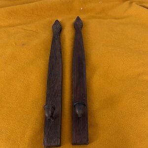 Candlestick pair. Wood.